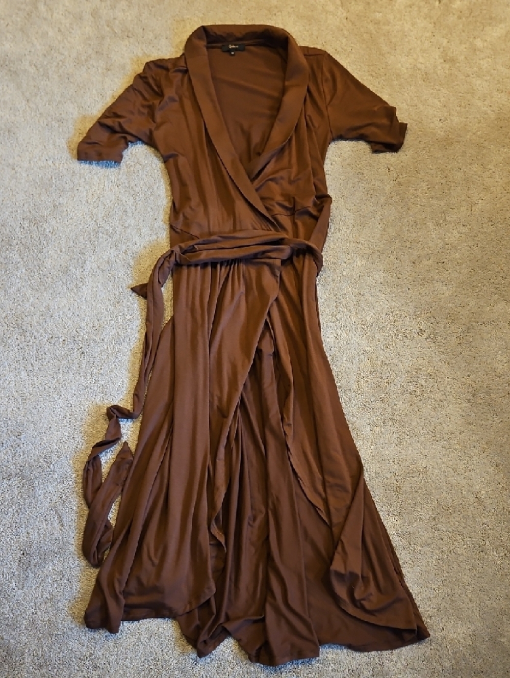 Quince Brown Maxi Wrap Dress - Picture 5 of 11